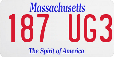 MA license plate 187UG3