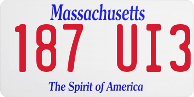 MA license plate 187UI3