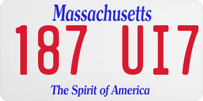 MA license plate 187UI7