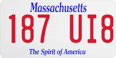 MA license plate 187UI8