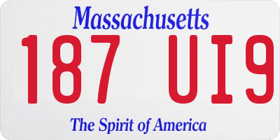 MA license plate 187UI9