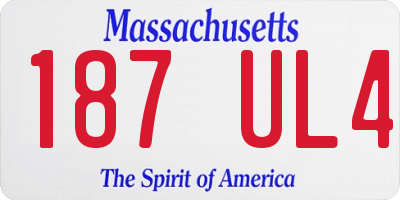 MA license plate 187UL4