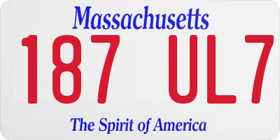 MA license plate 187UL7