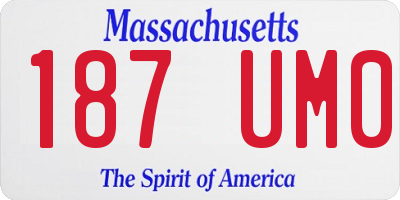 MA license plate 187UM0