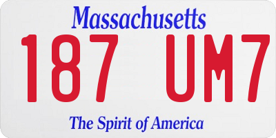 MA license plate 187UM7