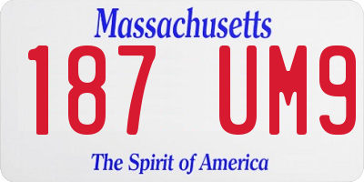 MA license plate 187UM9