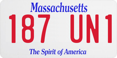 MA license plate 187UN1