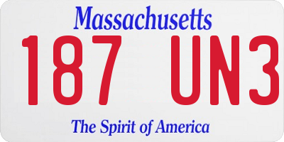 MA license plate 187UN3