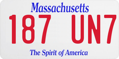 MA license plate 187UN7