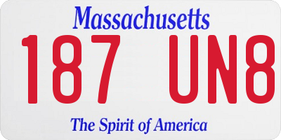 MA license plate 187UN8