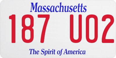 MA license plate 187UO2