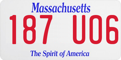 MA license plate 187UO6