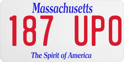 MA license plate 187UP0