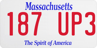 MA license plate 187UP3