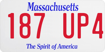 MA license plate 187UP4