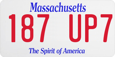 MA license plate 187UP7