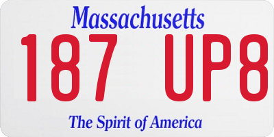 MA license plate 187UP8