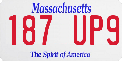 MA license plate 187UP9