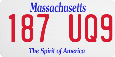 MA license plate 187UQ9