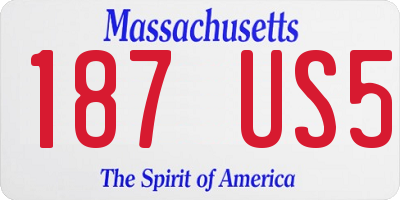 MA license plate 187US5