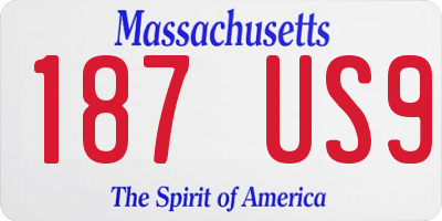 MA license plate 187US9
