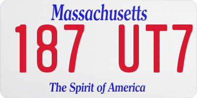 MA license plate 187UT7