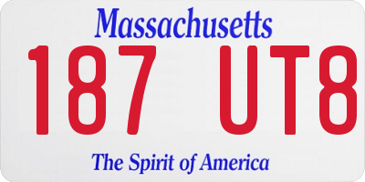 MA license plate 187UT8
