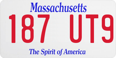 MA license plate 187UT9