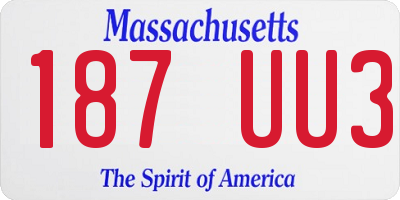 MA license plate 187UU3