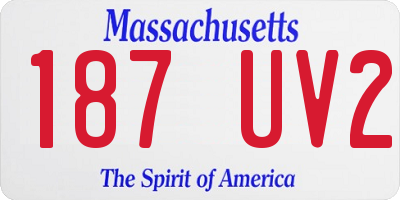 MA license plate 187UV2