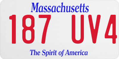 MA license plate 187UV4