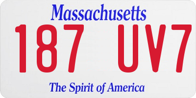 MA license plate 187UV7