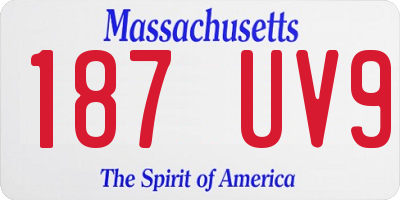 MA license plate 187UV9