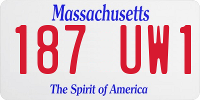 MA license plate 187UW1