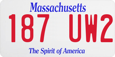 MA license plate 187UW2