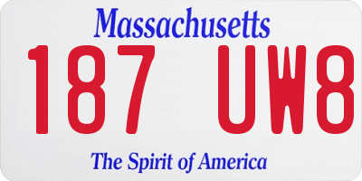 MA license plate 187UW8