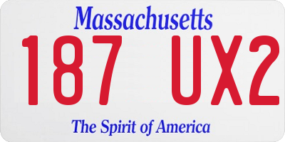 MA license plate 187UX2