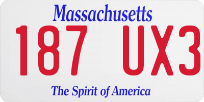 MA license plate 187UX3
