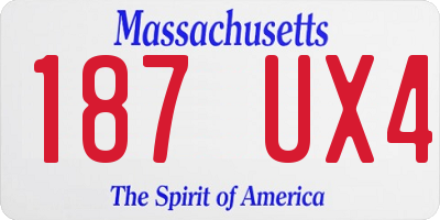 MA license plate 187UX4