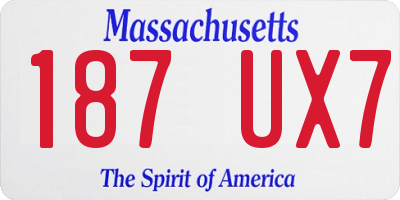 MA license plate 187UX7