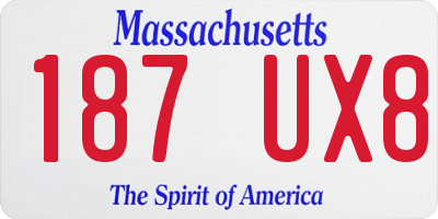 MA license plate 187UX8