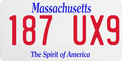 MA license plate 187UX9