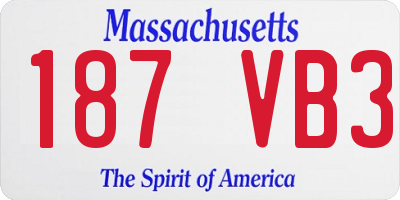 MA license plate 187VB3