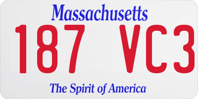 MA license plate 187VC3