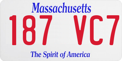 MA license plate 187VC7