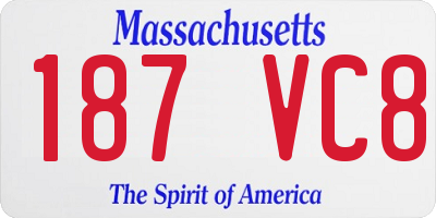 MA license plate 187VC8