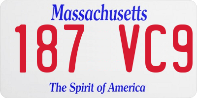 MA license plate 187VC9