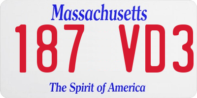 MA license plate 187VD3