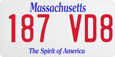 MA license plate 187VD8