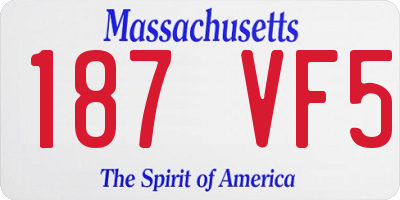 MA license plate 187VF5